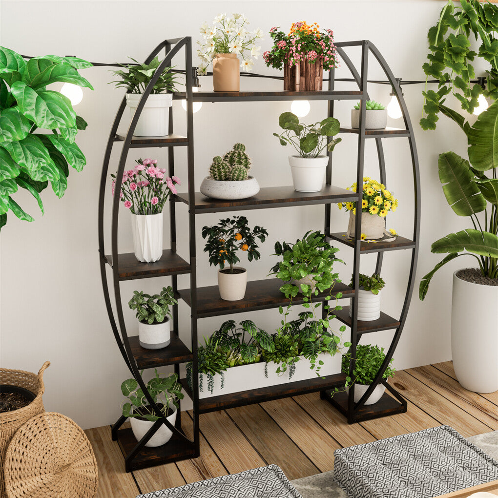 8 Tier Jumbo Plant Stand Vase Shape Flower Bonsai Pot Display Rack Indoor Outdoor