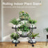 Metal Plant Stand Rack 4Tier Indoor Flower Pot Stand with Wheels for Living Room