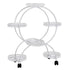 Fin White Metal Plant Stand 6-Potted Flower Pot Holder W Wheels 4 Tier Display Shelf