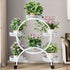 Fin White Metal Plant Stand 6-Potted Flower Pot Holder W Wheels 4 Tier Display Shelf