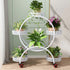 Fin White Metal Plant Stand 6-Potted Flower Pot Holder W Wheels 4 Tier Display Shelf