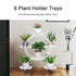 Fin White Metal Plant Stand 6-Potted Flower Pot Holder W Wheels 4 Tier Display Shelf