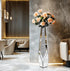 Silver Sparkling Diamond Floor Vase with Glass Inlay for Modern Living Room Decoration