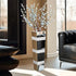 Silver Crushed Diamond Flower Vase with Mirrored Glass for Elegant Home Decoration