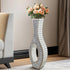 30-Inch Tall Double Sided Crushed Diamond Floor Vase Large Mirrored Silver Crystal Décor