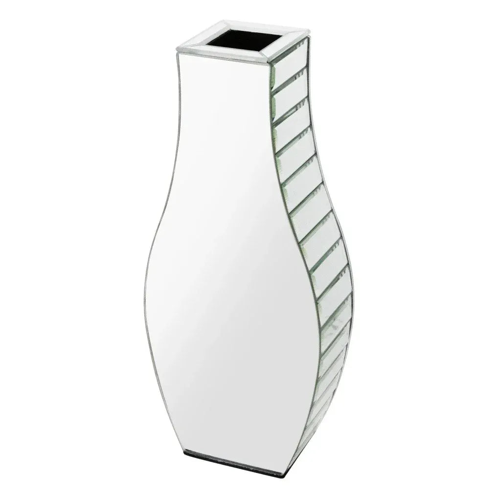Silver Crushed Diamond Flower Vase Mirrored Glass Decorative Table Vase for Home Wedding Centerpieces