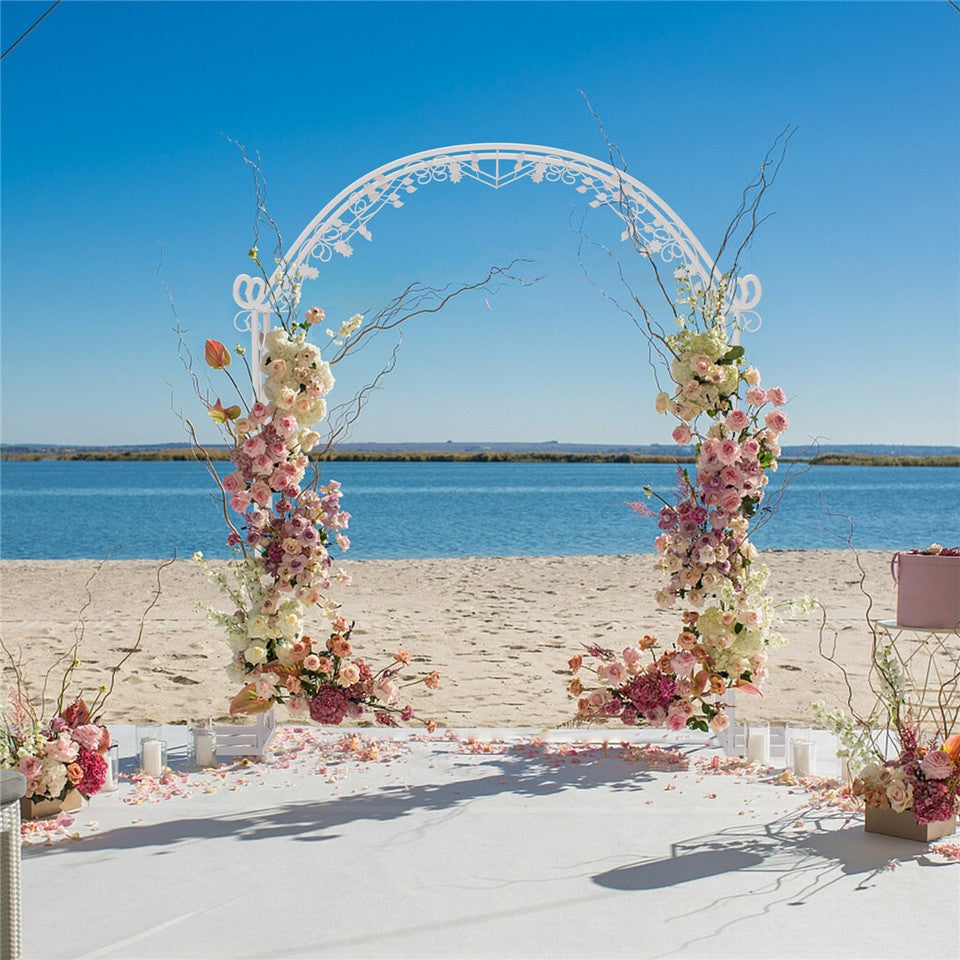 Fin Xl Decorative Double Rails Iron Arbor Garden Archway Trellis Metal Wedding Arch