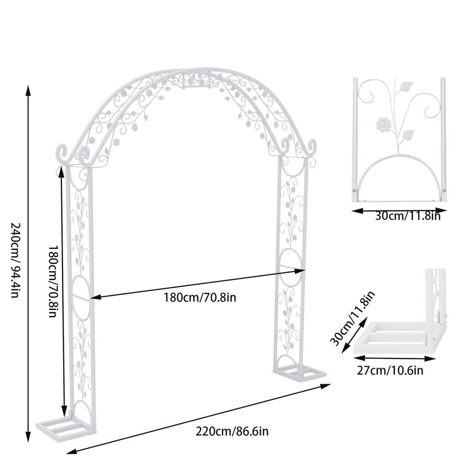 Fin Xl Decorative Double Rails Iron Arbor Garden Archway Trellis Metal Wedding Arch