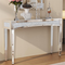 Crushed Diamond Mirrored Console Table, Silver, 120 x 35 x 80.5cm, MDF