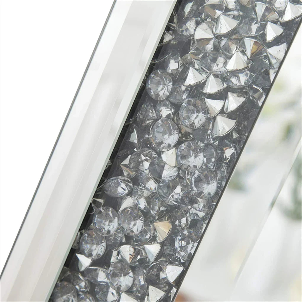 XXXL Crushed Crystal Diamond Wall Mirror – 120×60cm, Silver, Full Length