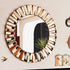 Silver and Tawny Round Sunburst Mirror with Beveled Glass, Decorative Wall Accent