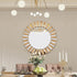Silver and Tawny Round Sunburst Mirror with Beveled Glass, Decorative Wall Accent