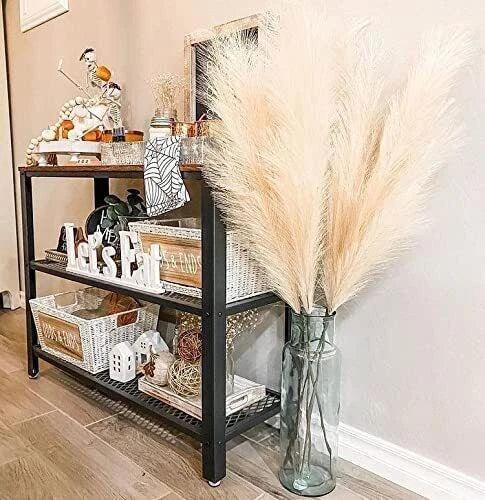110CM Artificial Pampas Grass Large Tall Fluffy Faux Bulrush Reed Grass Bunch for Home Wedding Boho Decor (3PCS)
