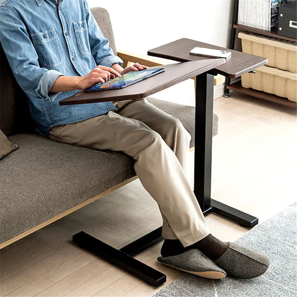 Premium height Adjustable Overbed Bedside Table With Wheels Solid Tilt Tray Table