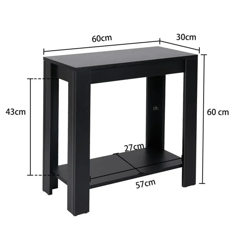 Rustic 2 Tier Side Table Open Accent Table Bedside Storage Slim Coffee End Table