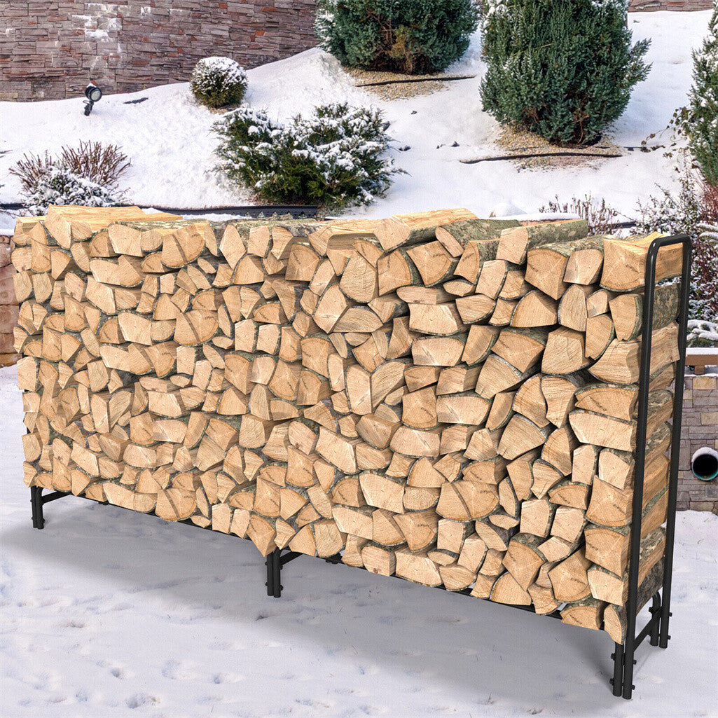233cm Extra Long Heavy Duty Firewood Log Rack Metal Storage Holder Garden Indoor