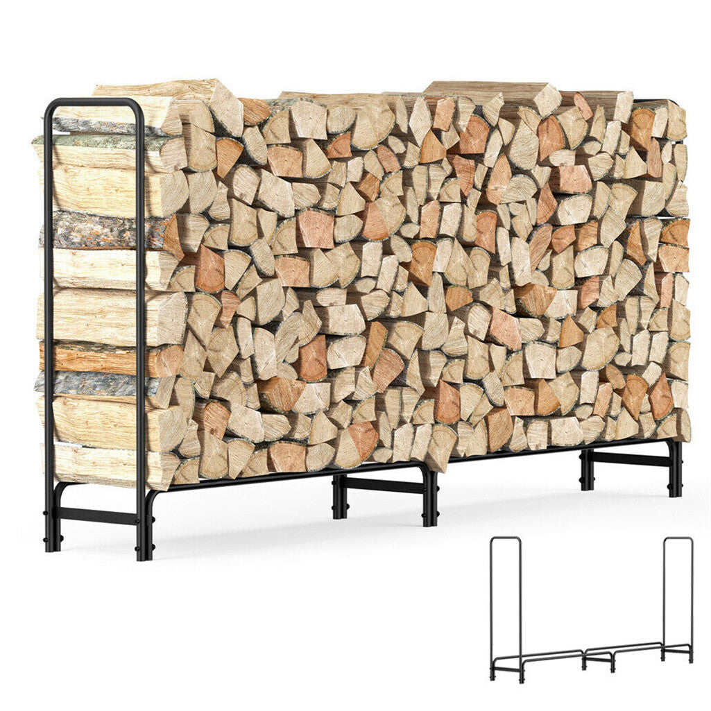 233cm Extra Long Heavy Duty Firewood Log Rack Metal Storage Holder Garden Indoor
