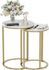 2Pcs Gold Marble Nesting Side End Tables Round Small Stacking Drink Coffee Table
