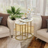 2Pcs Gold Marble Nesting Side End Tables Round Small Stacking Drink Coffee Table