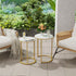2Pcs Gold Marble Nesting Side End Tables Round Small Stacking Drink Coffee Table