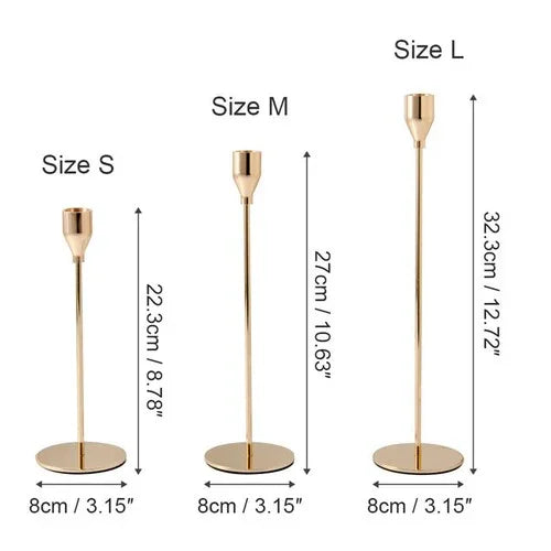 Set of 3 Decorative Candlestick Holder- Gold