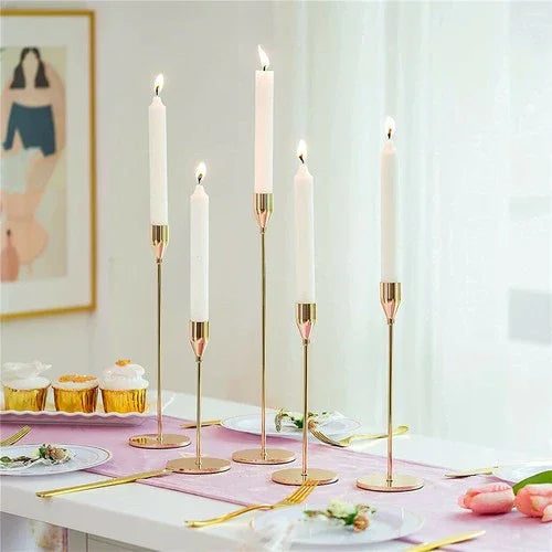 Set of 3 Decorative Candlestick Holder- Gold