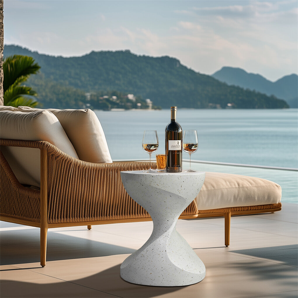 Hourglass Shaped Lightweight Concrete Sofa Side Table Bedside Table Nightstand