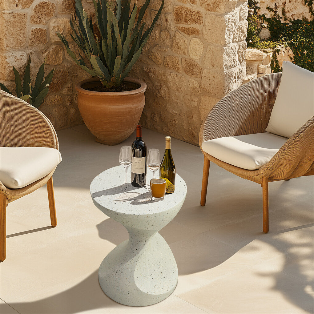 Hourglass Shaped Lightweight Concrete Sofa Side Table Bedside Table Nightstand