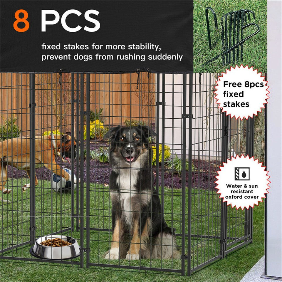 Dog Playpen House Heavy Duty Large Outdoor Dog Kennel Anti-rust Metal Pet Crate