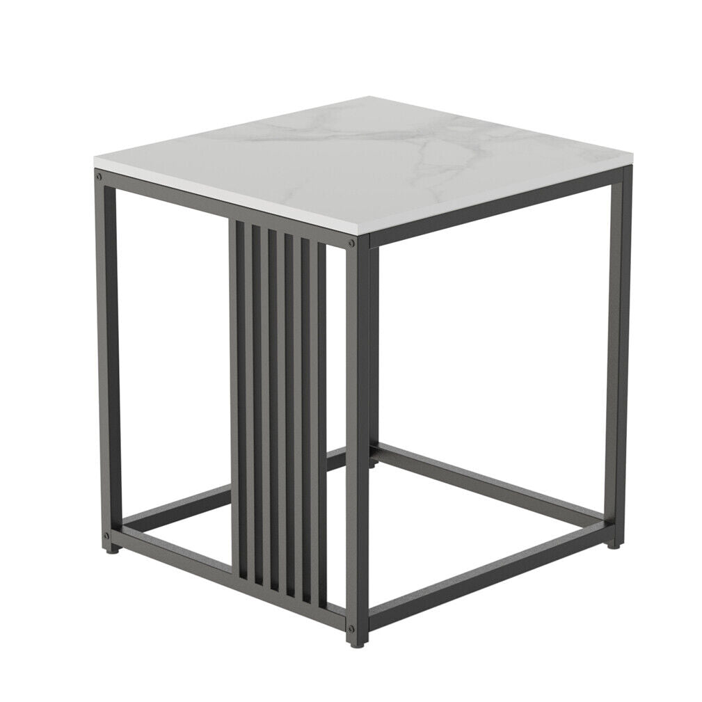 Luxury square side table marble stone-Black frame