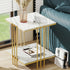 2 Tier End Table Bedside Tables Sintered Stone Nightstand Display Storage Shelf