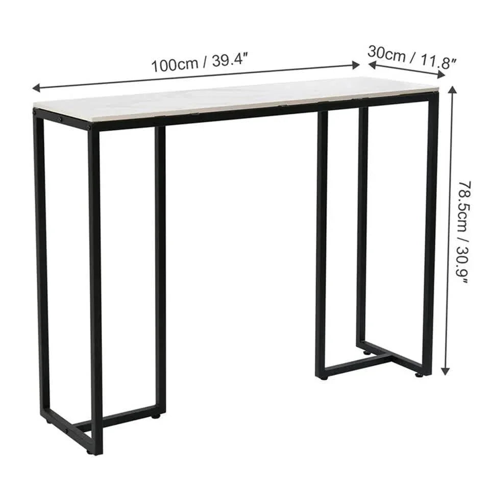 Modern Heavy Real Stone Console Table Hallway Entryway Table Metal Narrow Desk