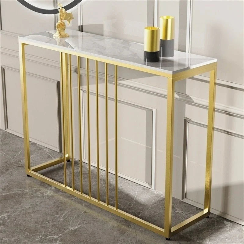 Golden Console Table for Hallway Entryway