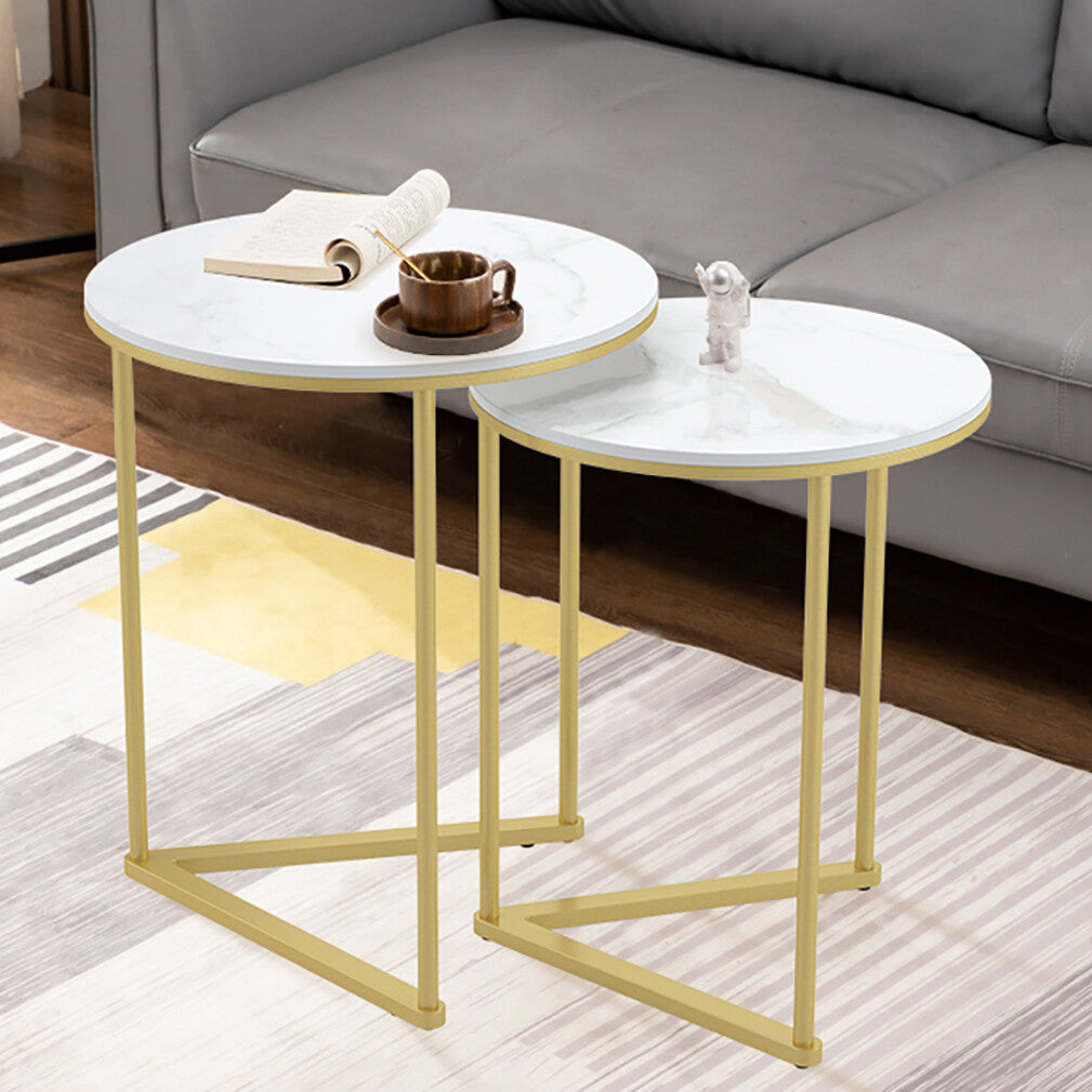 Set of 2 Sintered Stone Nesting End Tables