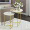 Set of 2 Sintered Stone Nesting End Tables Gold Metal Frame