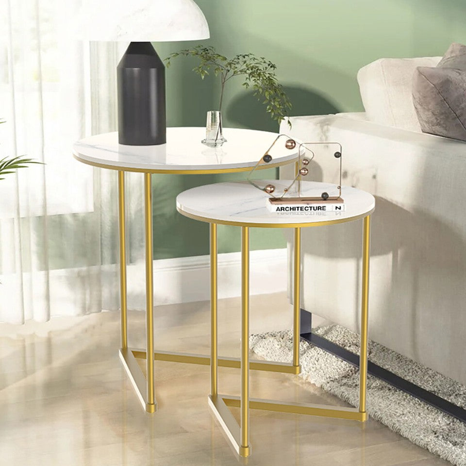 Set of 2 Sintered Stone Nesting End Tables