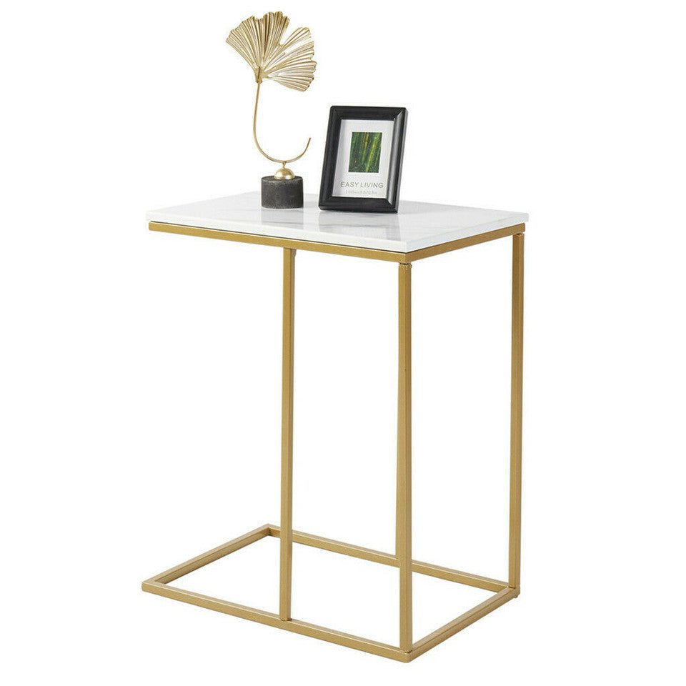 Heavy-Duty C-Shaped End Table with Storage
