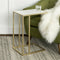 C-Shaped Marble End Table with Storage Gold Metal Frame Side Table