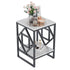 Sleek White Marble Side Table Sofa End Table Bedside Nightstand w Durable Frame