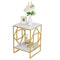 White Marble Gold Side Table Living Room End Accent Table Nightstand with Shelf