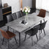 Glossy Gray Rectangular Stone Dining Table With Slim Black Legs