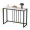 80cm White & Grey Sintered Stone Console Table Storage Table Behind Sofa W/ Black Metal Frame