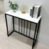 80cm White & Grey Sintered Stone Console Table Storage Table Behind Sofa W/ Black Metal Frame