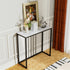 80cm White & Grey Sintered Stone Console Table Storage Table Behind Sofa W/ Black Metal Frame