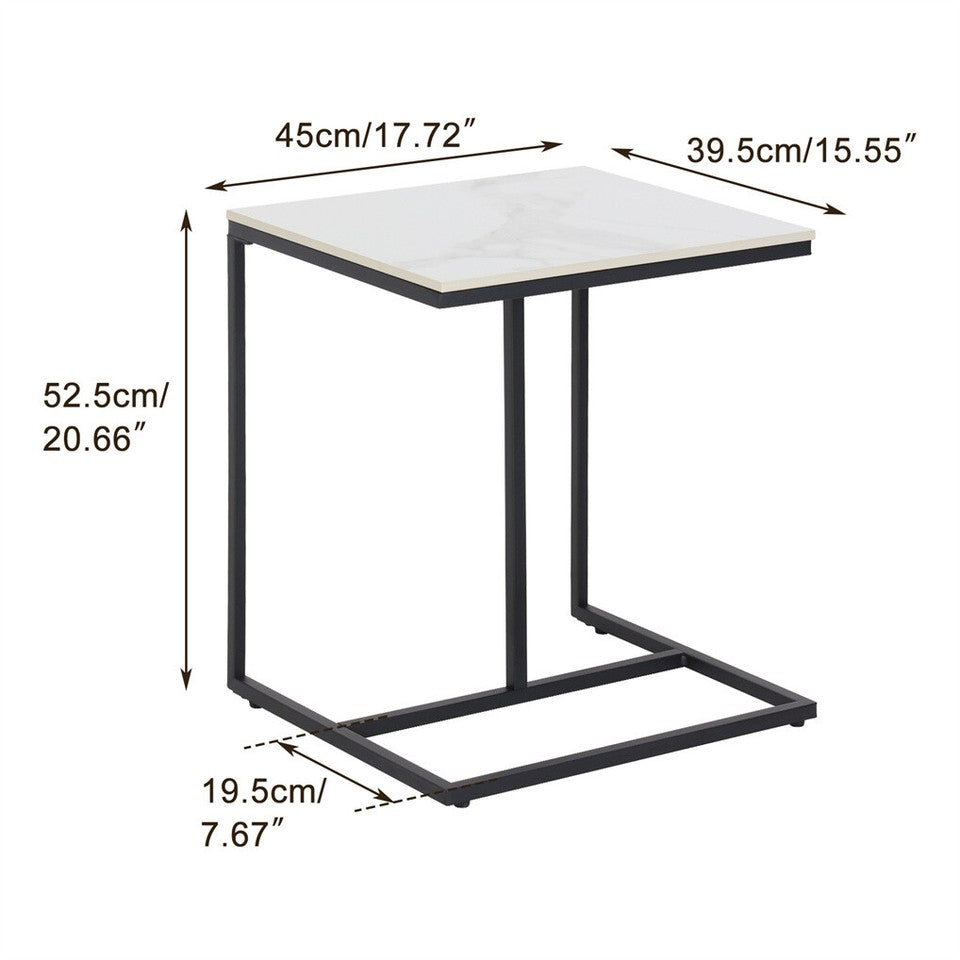 C-Shaped Marble Accent Side Table