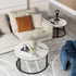 Round Nesting Coffee Table Set Sintered Stone Top Black Metal Frame