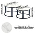 Round Nesting Coffee Table Set Sintered Stone Top Black Metal Frame