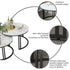 Round Nesting Coffee Table Set Sintered Stone Top Black Metal Frame