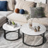 Round Nesting Coffee Table Set Sintered Stone Top Black Metal Frame