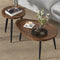 Industrial Nesting Side Tables Set of 2 Walnut Top Black Metal Legs